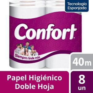 Papel higiénico doble hoja 40 m x 8 un