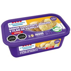 Helado Chamonix chocolate, manjar y flan vainilla 2.5 L